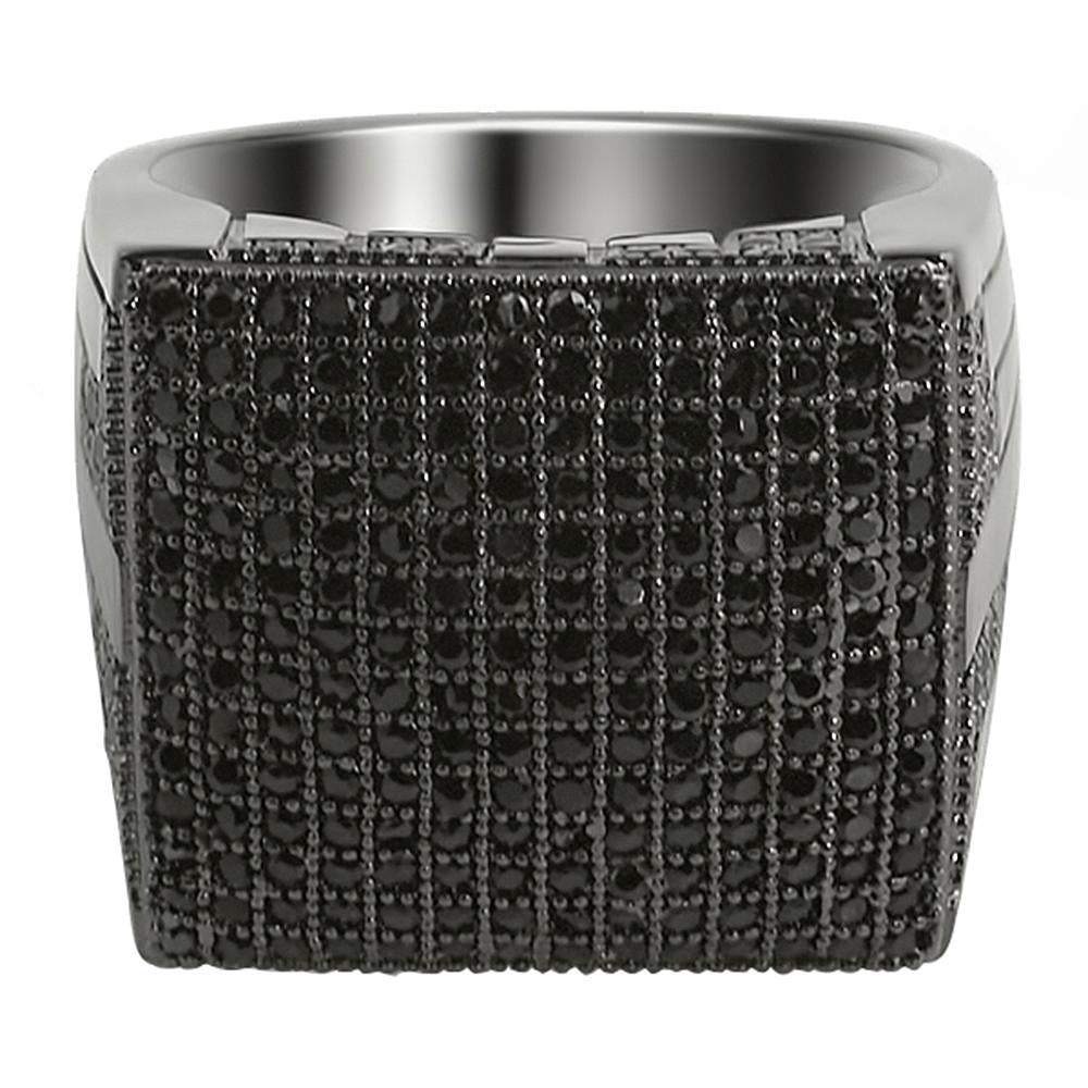 XL Mega Icey Black CZ Micro Pave Bling Bling Ring