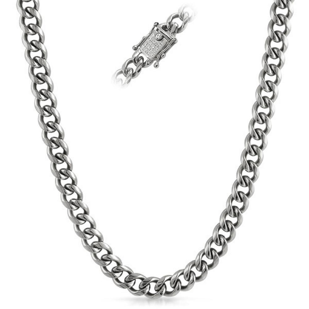 CZ Clasp 10MM Cuban Chain Stainless Steel