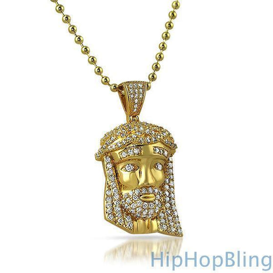 Mini Jesus Piece Gold Pendant .925 Sterling Silver