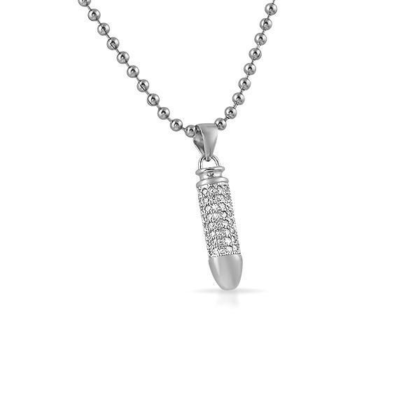 Nano Bullet .925 Sterling Silver CZ Pendant (Free 36 Inch Bead Chain)