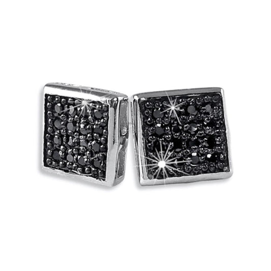 Box 32 Stones Black CZ Micro Pave Bling Earrings .925 Silver