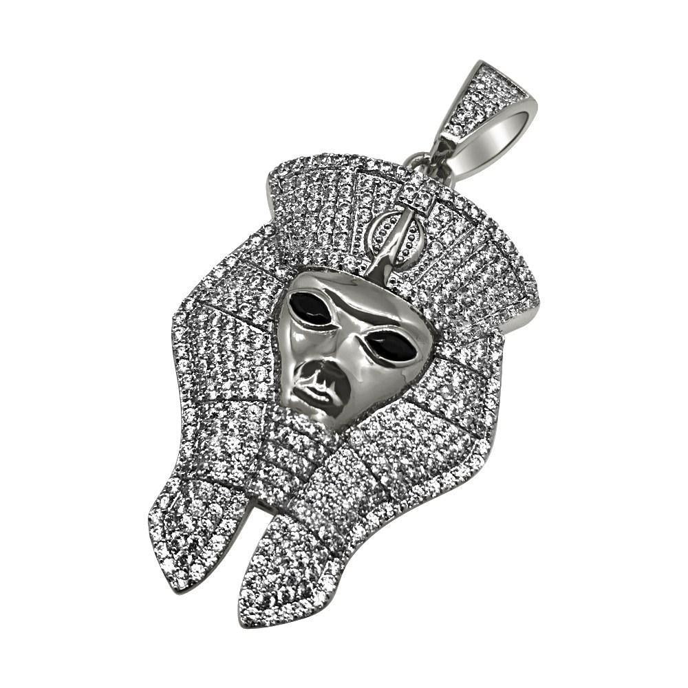 .925 Silver Pharaoh Rhodium CZ Bling Bling Pendant (Free 36 Inch Bead Chain)