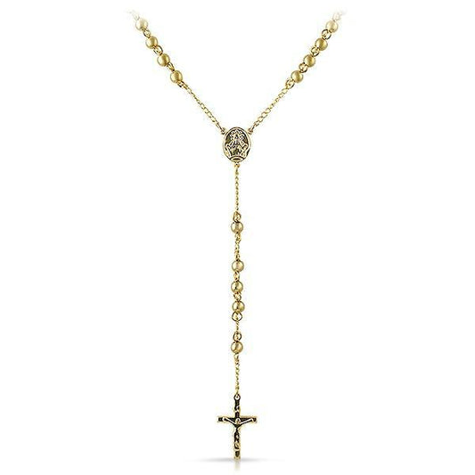 Rosary Necklace Gold Stainless Steel