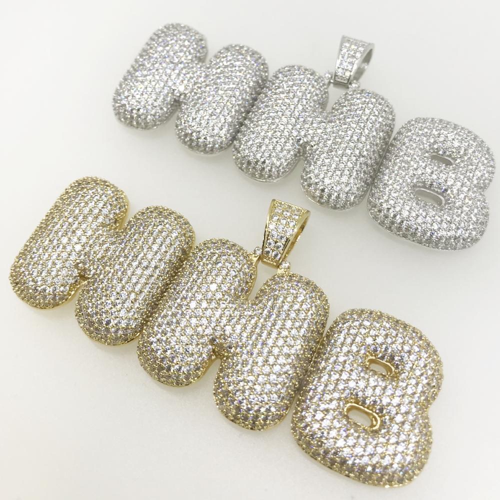 Custom Bubble Letters Personalized Name Bling Bling Pendant