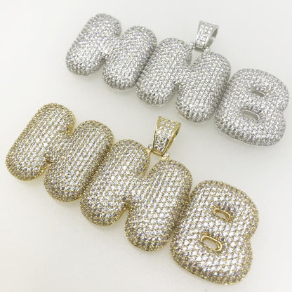 Custom Bubble Letters Personalized Name Bling Bling Pendant