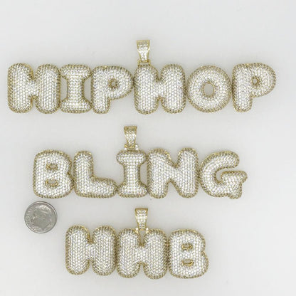 Custom Bubble Letters Personalized Name Bling Bling Pendant