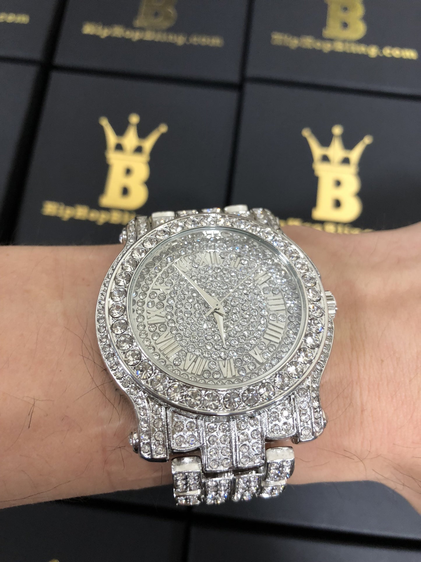 Amazing Bling Bling Silver Hip Hop Watch