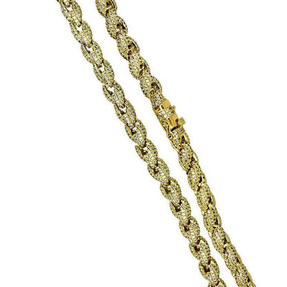 .925 Sterling Silver Bling Bling Rope Chain 8MM in Gold