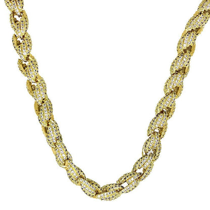 .925 Sterling Silver Bling Bling Rope Chain 8MM in Gold