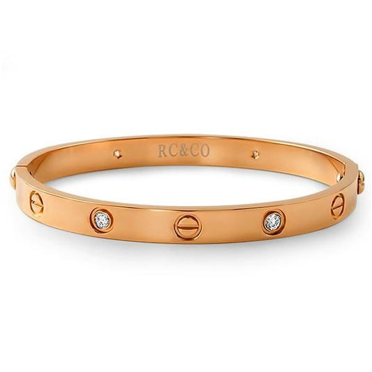 Rose Gold Classic CZ & Button Bangle with Screwdriver