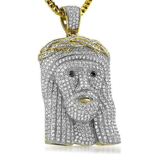 Full Bling Bling Jesus Pendant Gold Stainless Steel