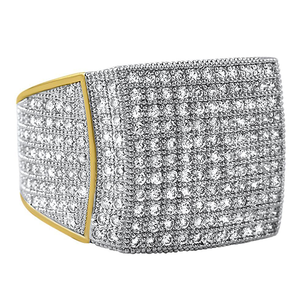 11 Row Gold CZ Bling Bling Ring