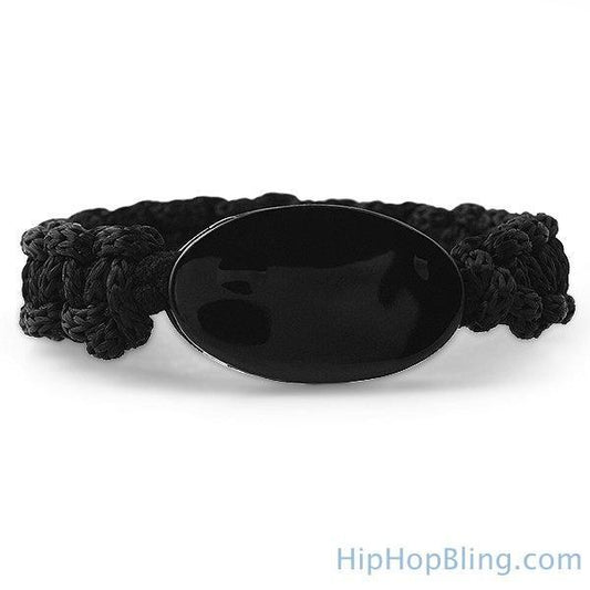 Black Oval ID Paracord Style Bracelet