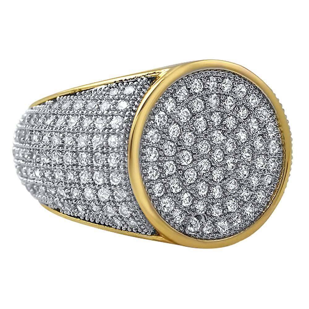 Round Gold CZ Micro Pave Bling Ring