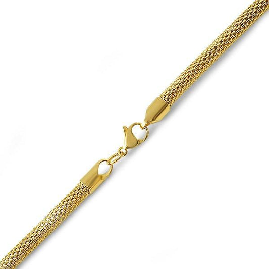 Popcorn IP Gold Stainless Steel Bracelet 4MM