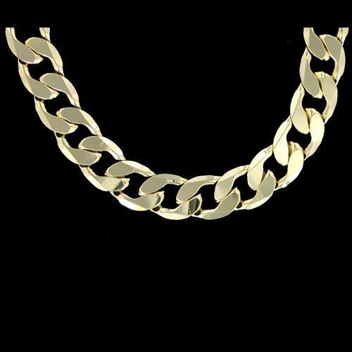 12MM CURB CUBAN LINK 24" CHAIN NECKLACE GOLD PLATED