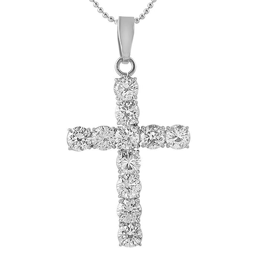 Large 8MM CZ Bling Bling Cross Stainless Steel