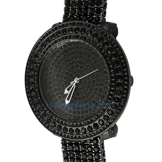 Bright Black Custom Bling Bling Watch & Band