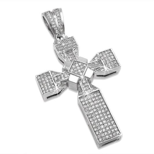 Masterpiece Iced Out Cross CZ Micro Pave Setting