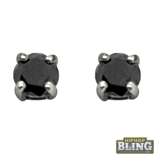 .50 Carat Black Diamond Stud Earrings .925