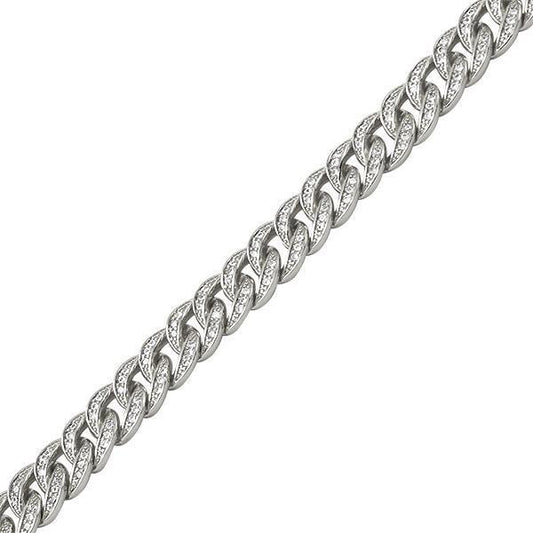 .925 Silver 8MM Rhodium Bling Bling CZ Cuban Links Bracelet