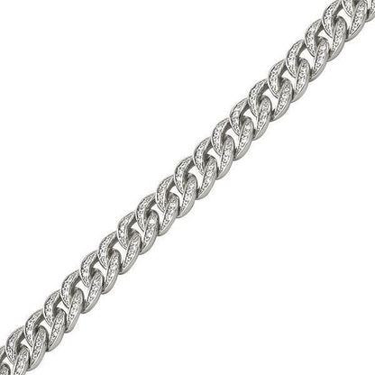 .925 Silver 8MM CZ Bling Bling Rhodium Cuban Links Chain