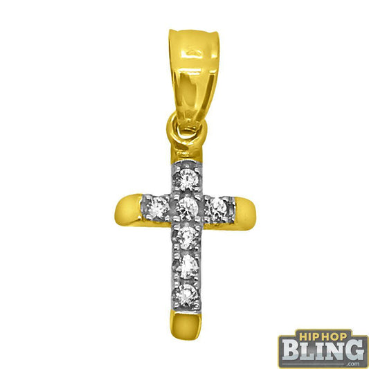 Centimeter CZ Bling Cross Hollow 10K Gold