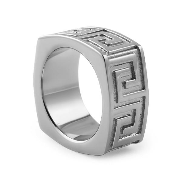 Greek Link Stainless Steel Ring