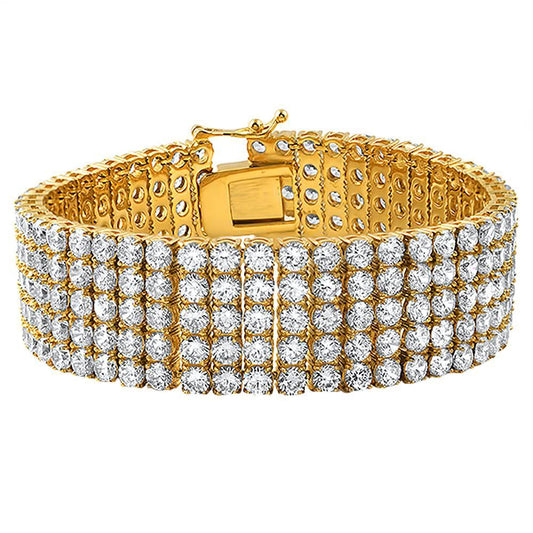 5 Row Bling Bling Bracelet Gold Stainless Steel