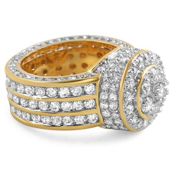 Gold .925 Silver Custom Cluster CZ Bling Ring