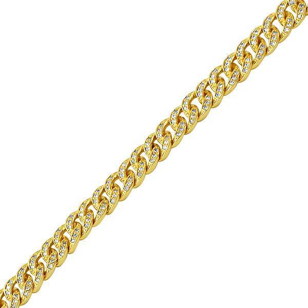.925 Silver 6MM CZ Bling Bling Gold Cuban Links Bracelet (8")