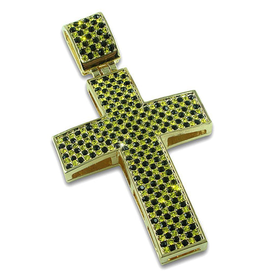 Canary  Black Checkered Gold Cross