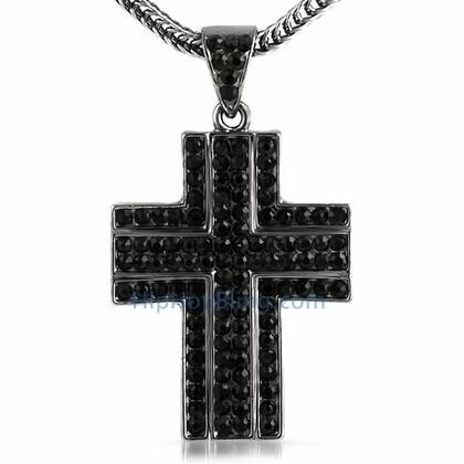 Black Ballers Bling Bling Cross & Chain Small