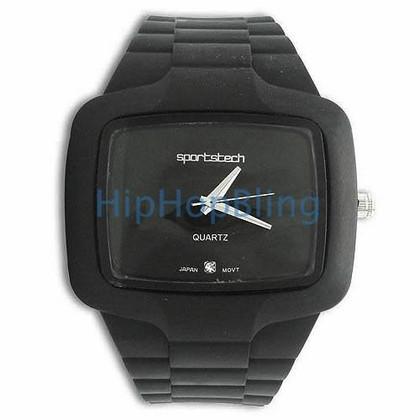 Black Rubber Fashion Mens Watch