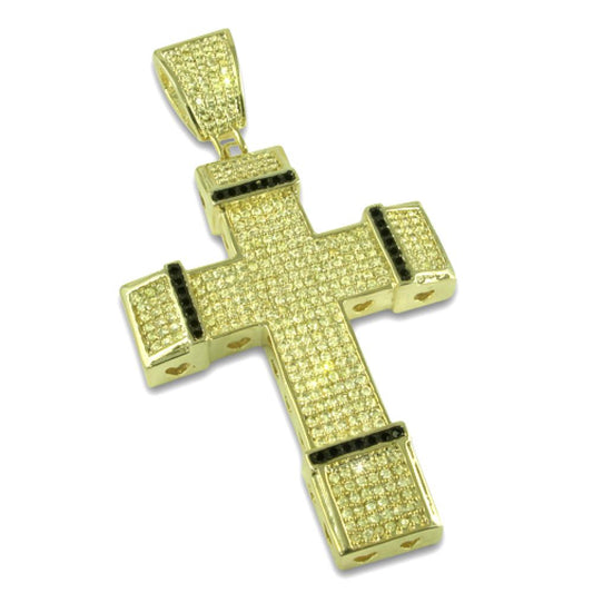 Lemonade  Black Gold CZ Micro Pave Cross