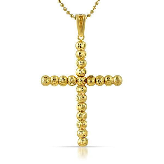 Gold .925 Sterling Silver Moon Cut Cross 6MM