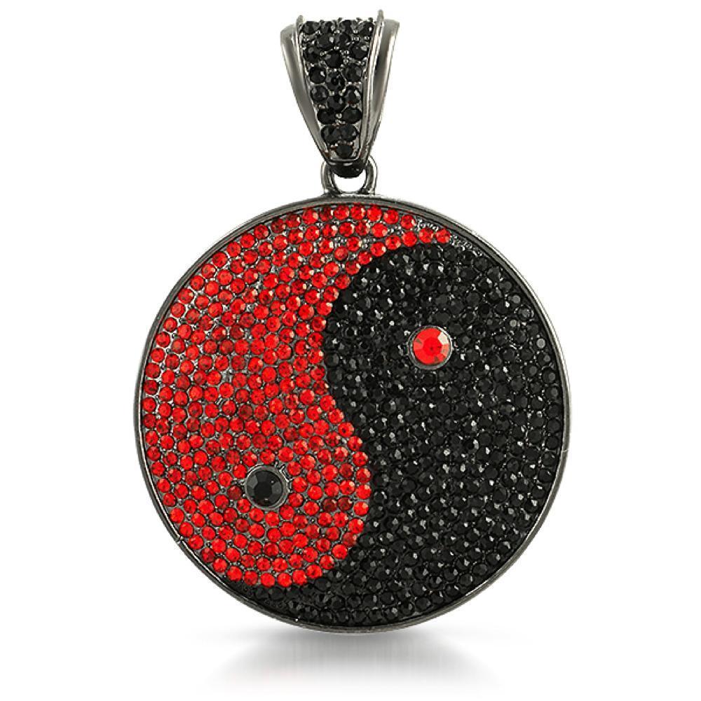 Yin Yang Red  Black Taoist Pendant