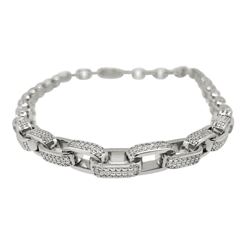 3D Box Link Rhodium Hip Hop CZ Bling Bling Chain