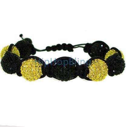 14mm 9 Ball Black & Yellow Disco Ball Bling Bracelet