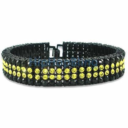 Classic Black & Canary 4 Row Bling Bling Bracelet