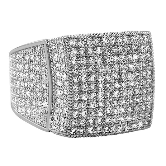 11 Row Rhodium CZ Bling Bling Ring