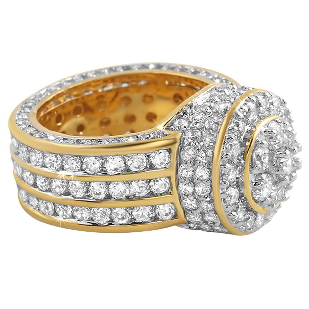 Custom Cluster Gold Bling Bling Ring