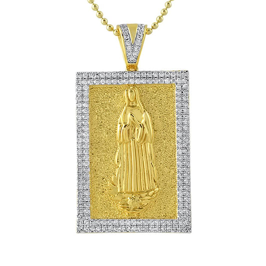 Mary Christian Gold Block CZ Medallion