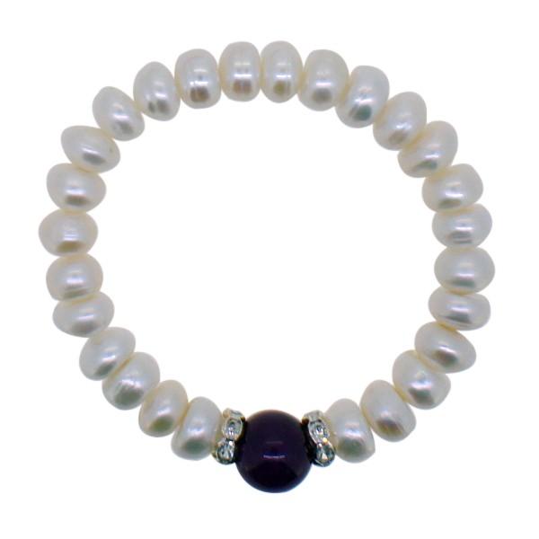 Freshwater Pearl Bracelet Purple Natural Stone