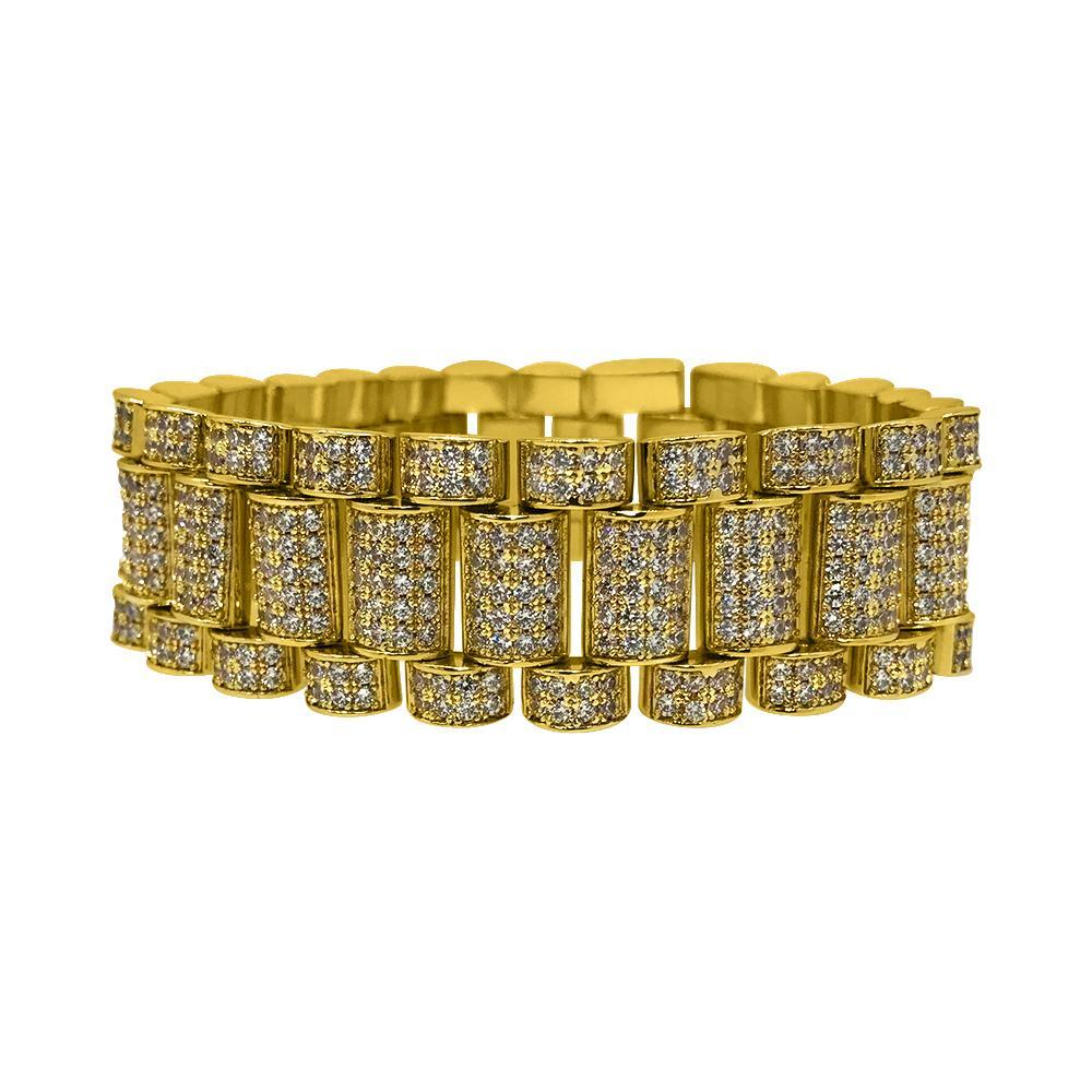 Gold President CZ Bling Bling Bracelet 22MM