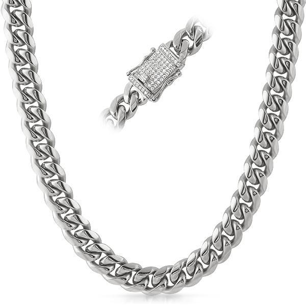 CZ Diamond Lock 12MM Cuban Chain Stainless Steel