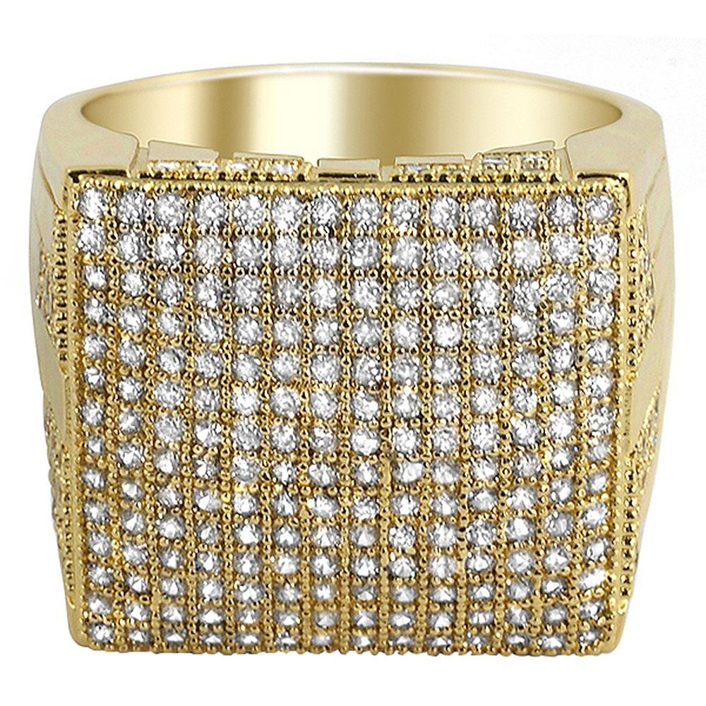 XL Mega Icey Gold CZ Micro Pave Bling Bling Ring