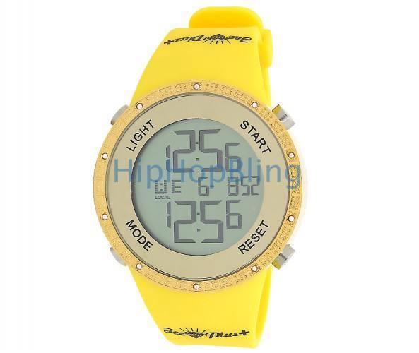 All Yellow Digital Genuine Diamond Watch Ice Plus