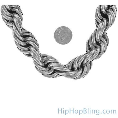20MM Rhodium Dookie Rope Chain