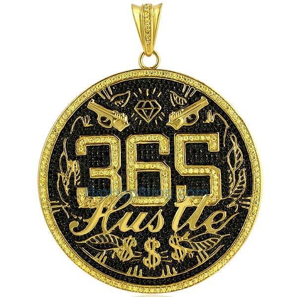 365 HUSTLE Jumo Black & Yellow Lab CZ Medallion